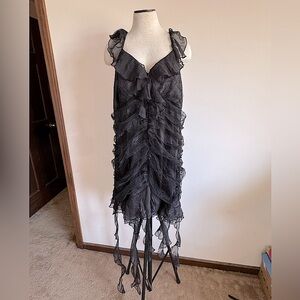 GENERATION KISS Black Ruffled Goth Sheer Mesh Dress with Ruffles 3X XXXL NWT